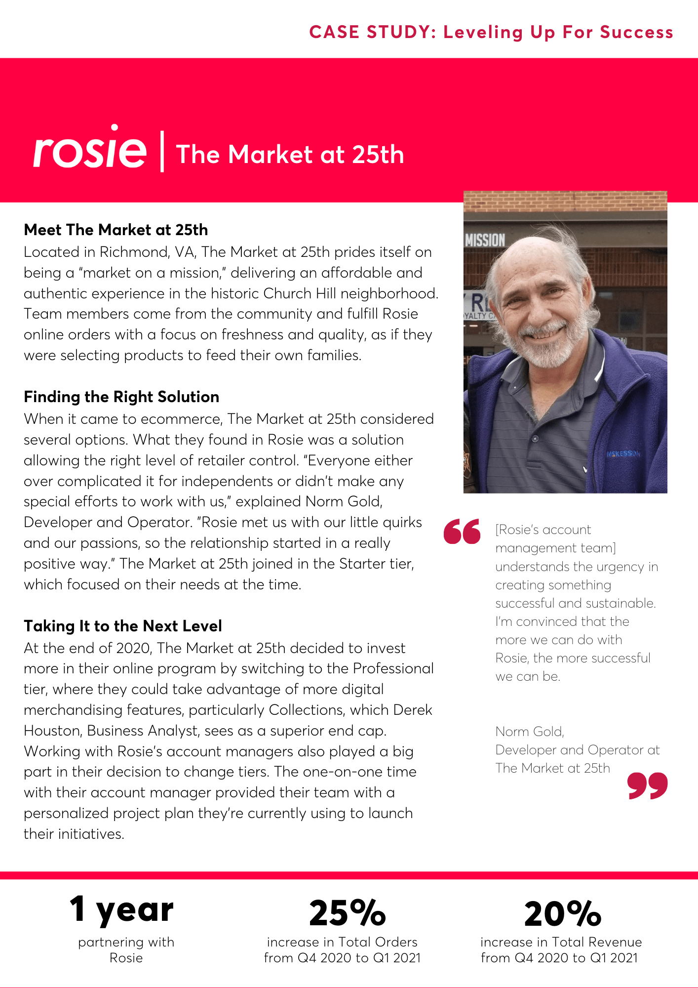 First page of the case study for The Market at 25th.