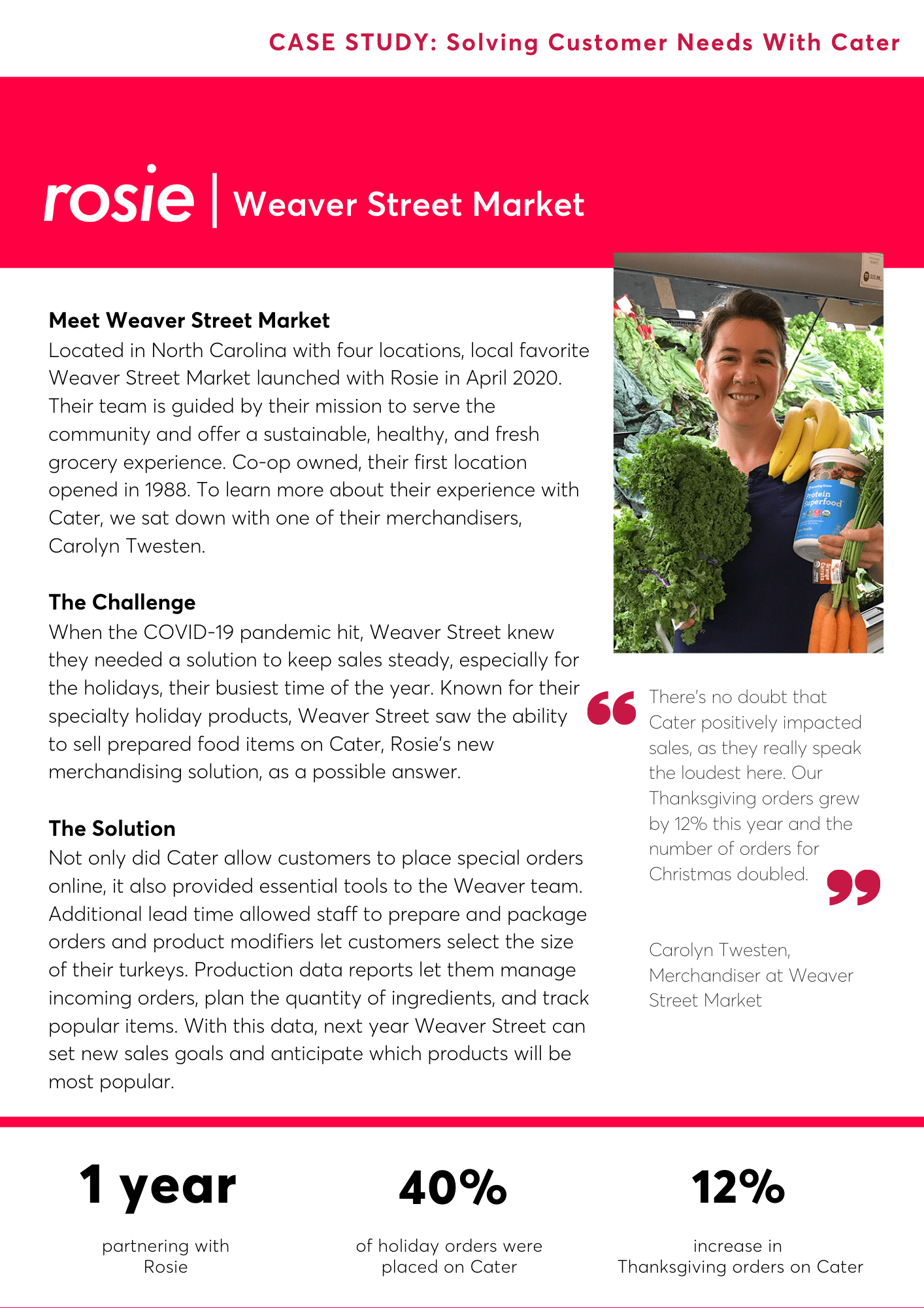 First page of Weaver Street Market Case Study. Meet Weaver Street Market, The Challenge, and The Solution