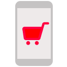 shopping cart in a mobile device icon