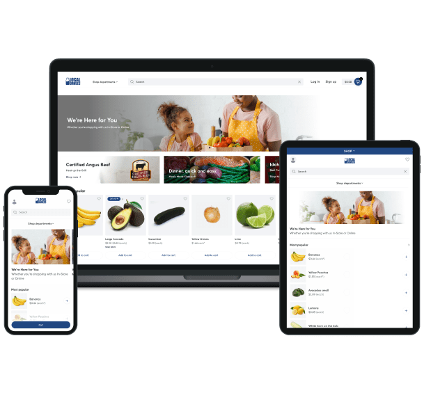 responsive-ecommerce-storefront-shown-on-desktop-mobile-and-tablet-devices-for-grocery-pickup-and-delivery